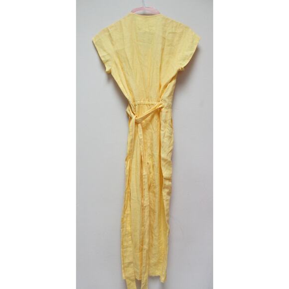 Not Perfect Linen Margaret Yellow Wrap Jumpsuit Size Small - Picture 2 of 5